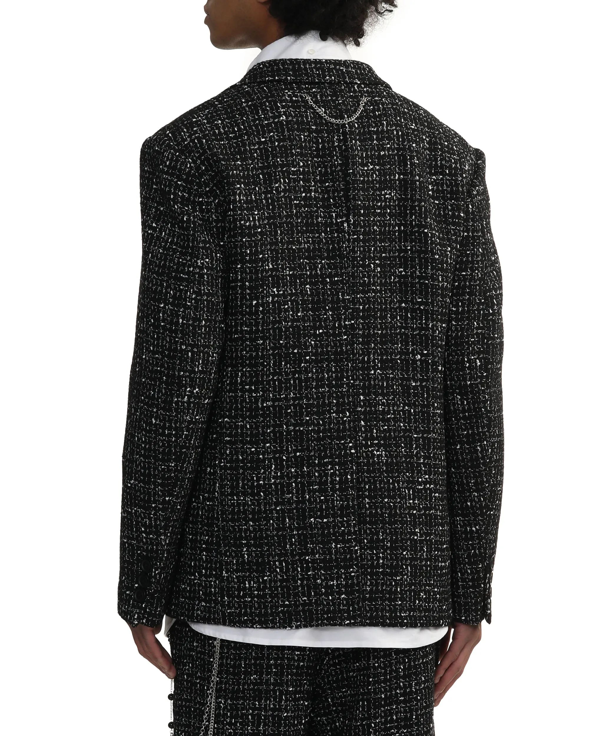 Double-breasted tweed blazer