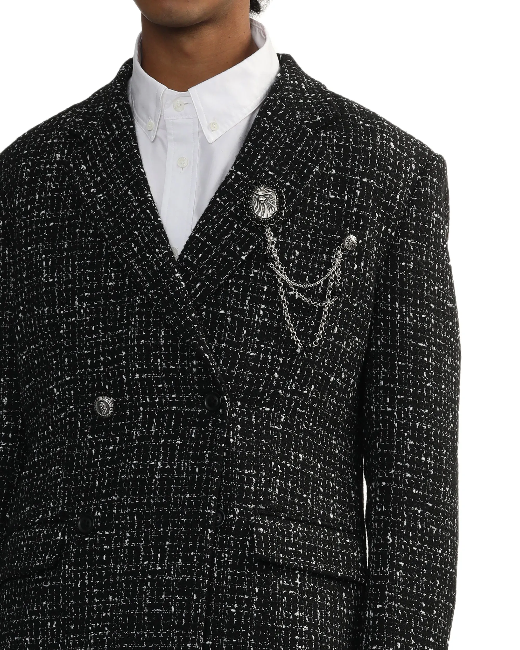 Double-breasted tweed blazer