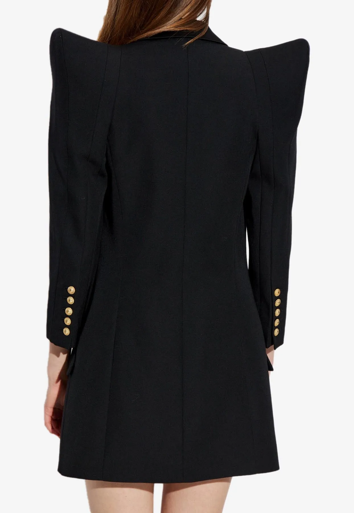 Double-Breasted Wool Blazer with Structured Shoulders