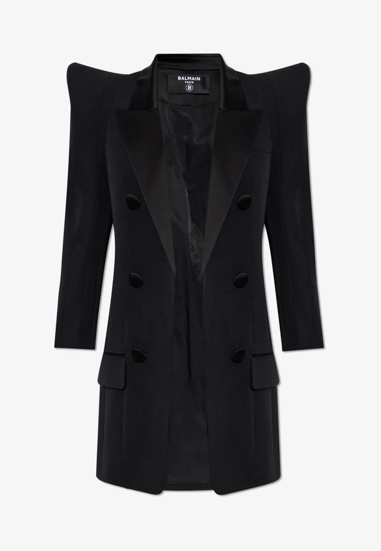 Double-Breasted Wool Blazer with Structured Shoulders