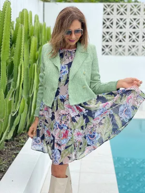 Double Button Tweed Jacket - Pastel Green