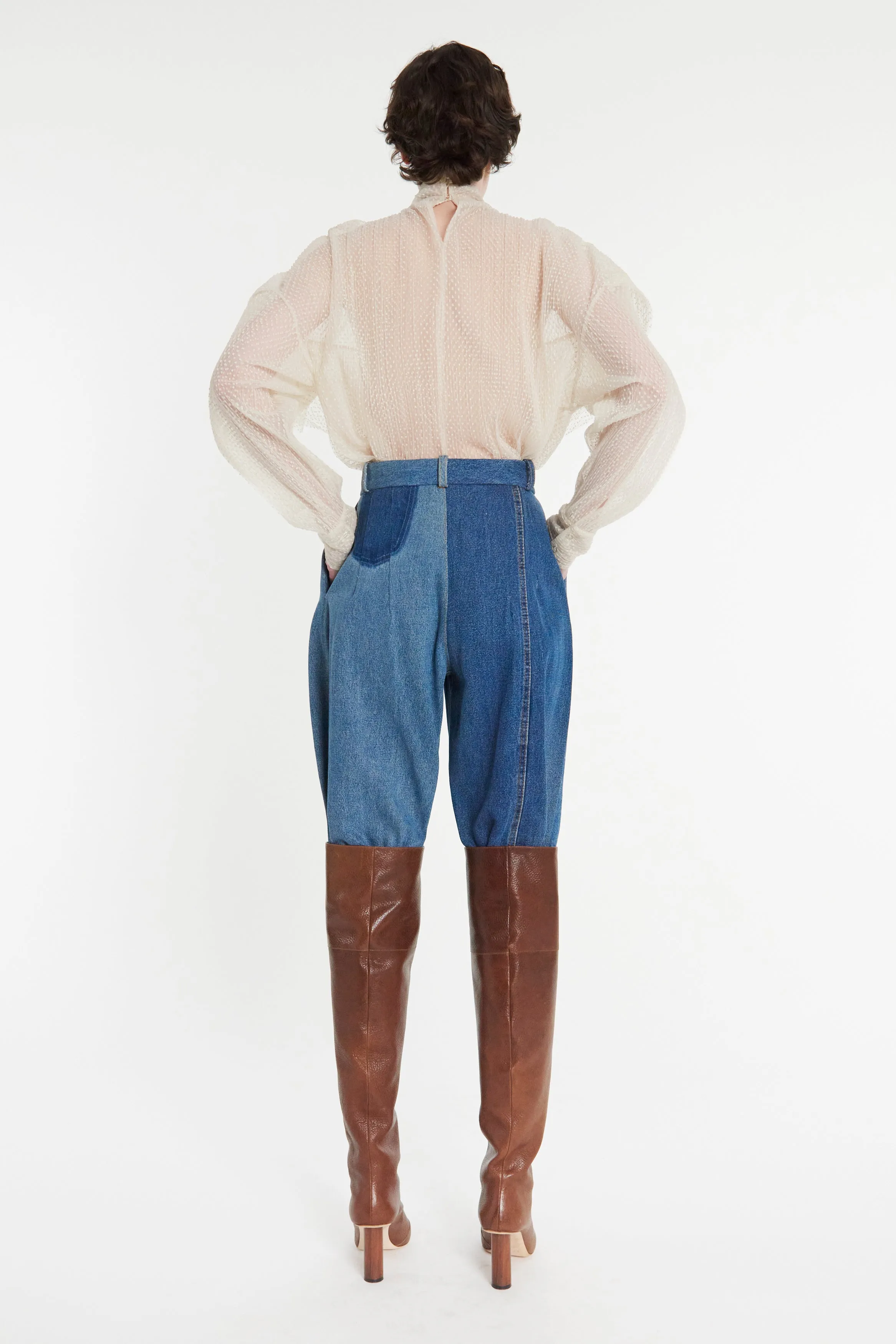 Double Layered Tulle Top with Chest Frill Detail