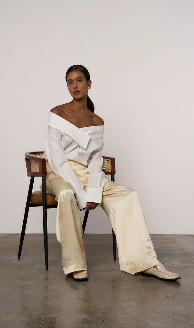 Double Pleat Wide Leg Trouser