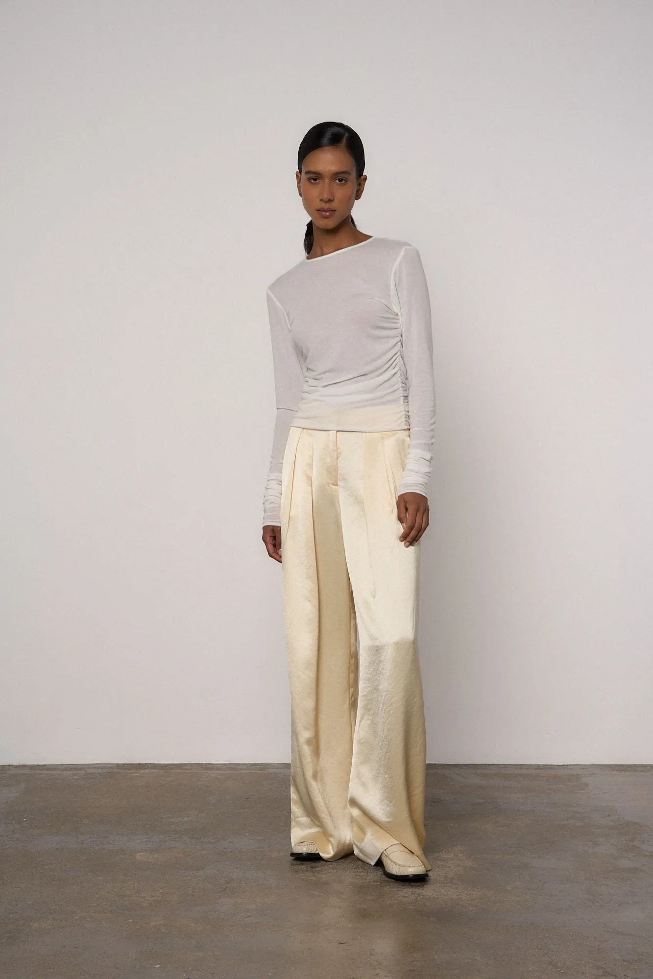 Double Pleat Wide Leg Trouser