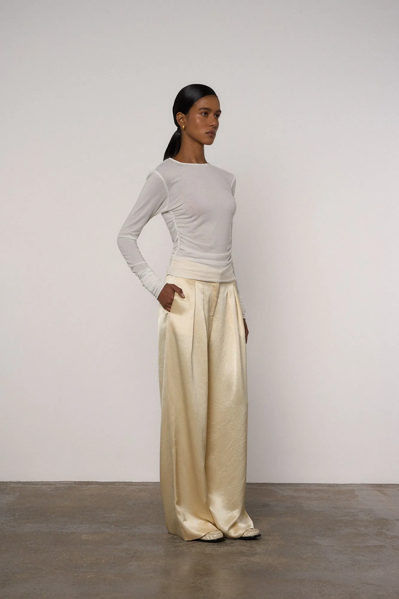 Double Pleat Wide Leg Trouser