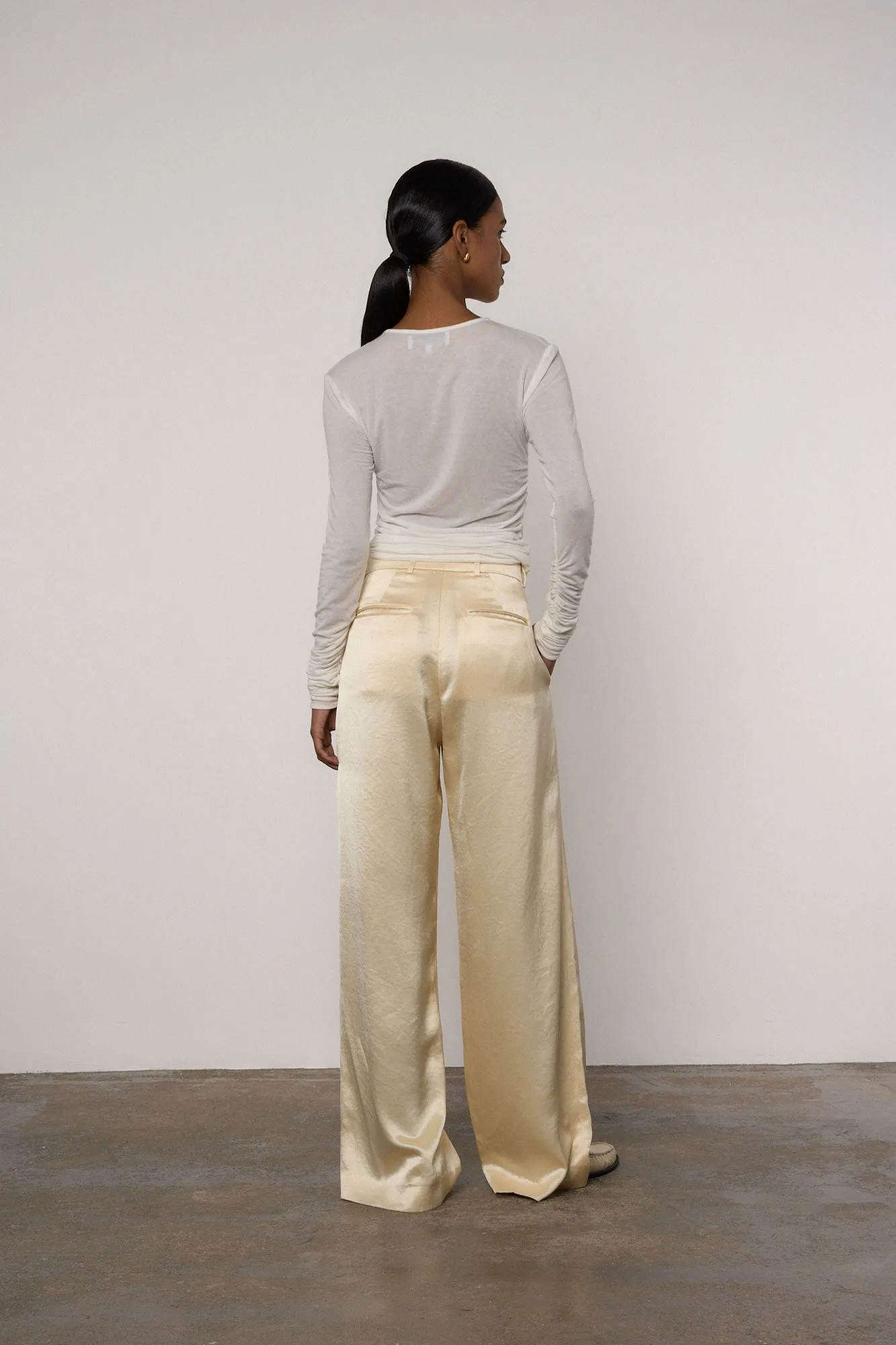 Double Pleat Wide Leg Trouser