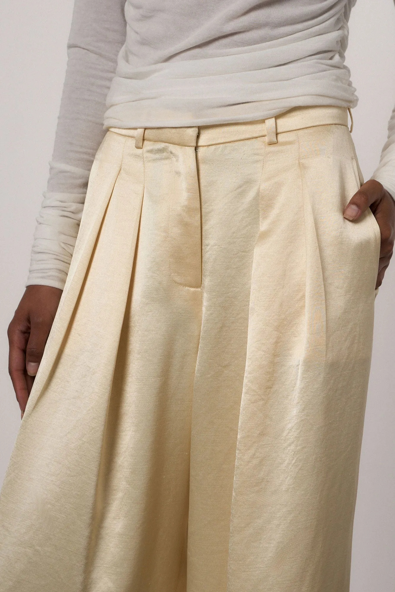 Double Pleat Wide Leg Trouser