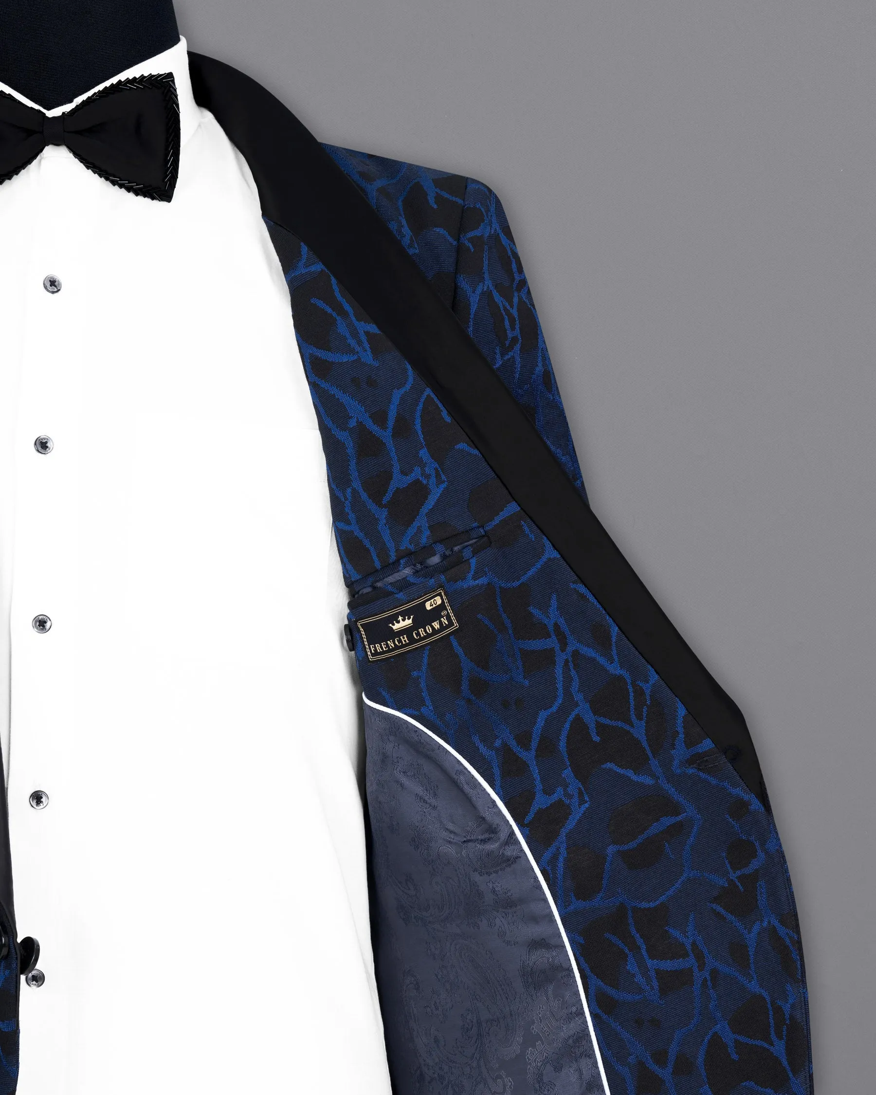 Downriver Blue with Thunder Black Tuxedo Designer Blazer