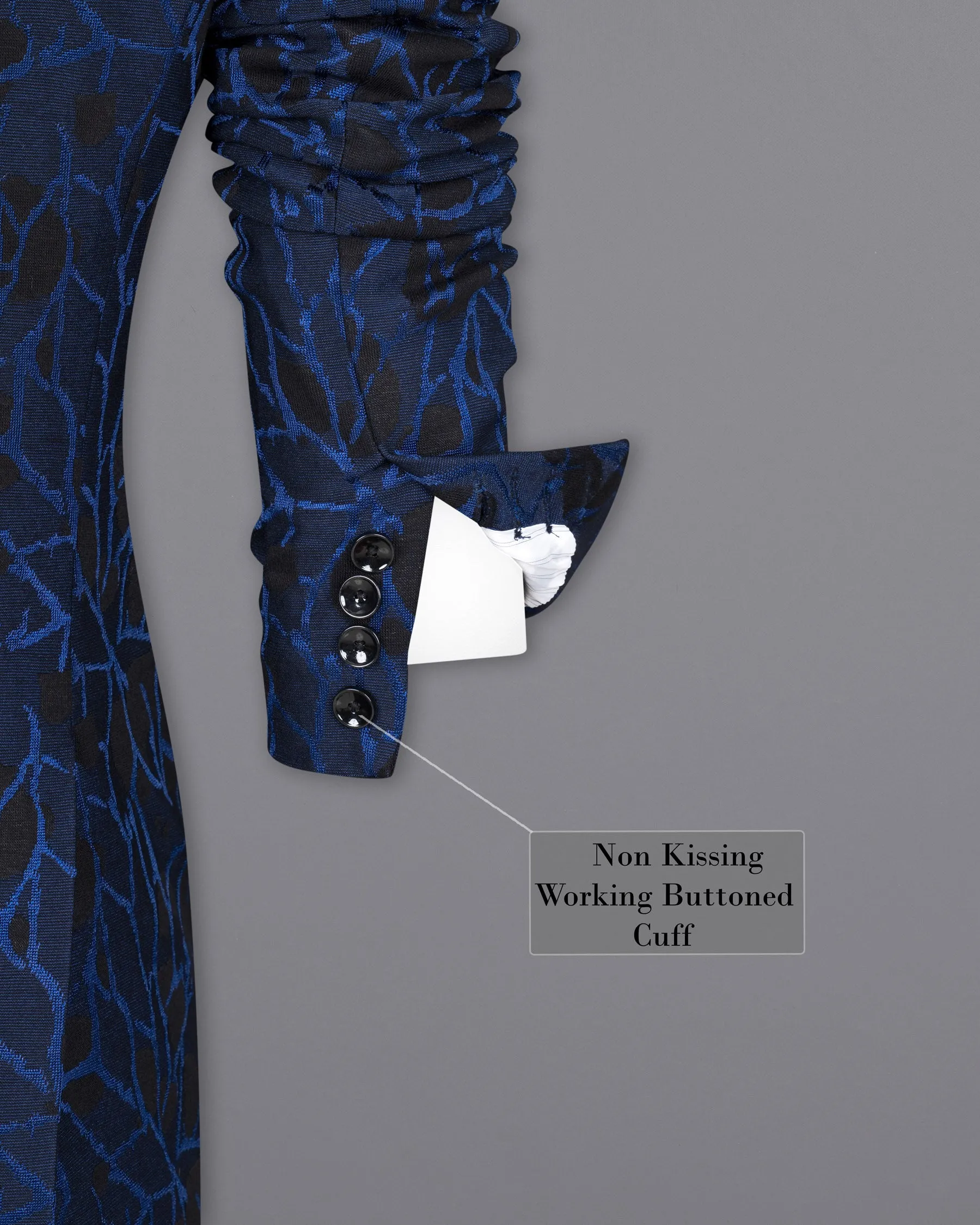 Downriver Blue with Thunder Black Tuxedo Designer Blazer