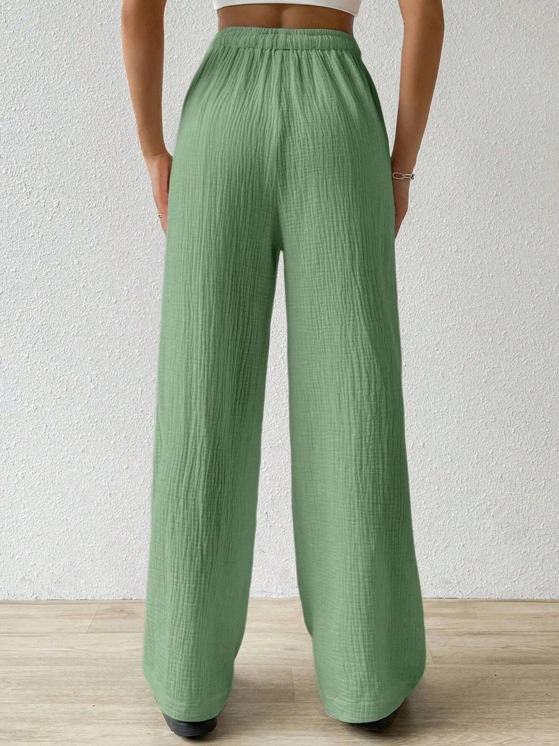Drawstring Wide Leg Pants