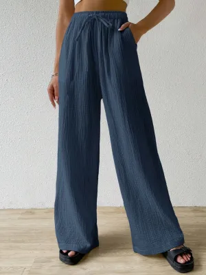Drawstring Wide Leg Pants