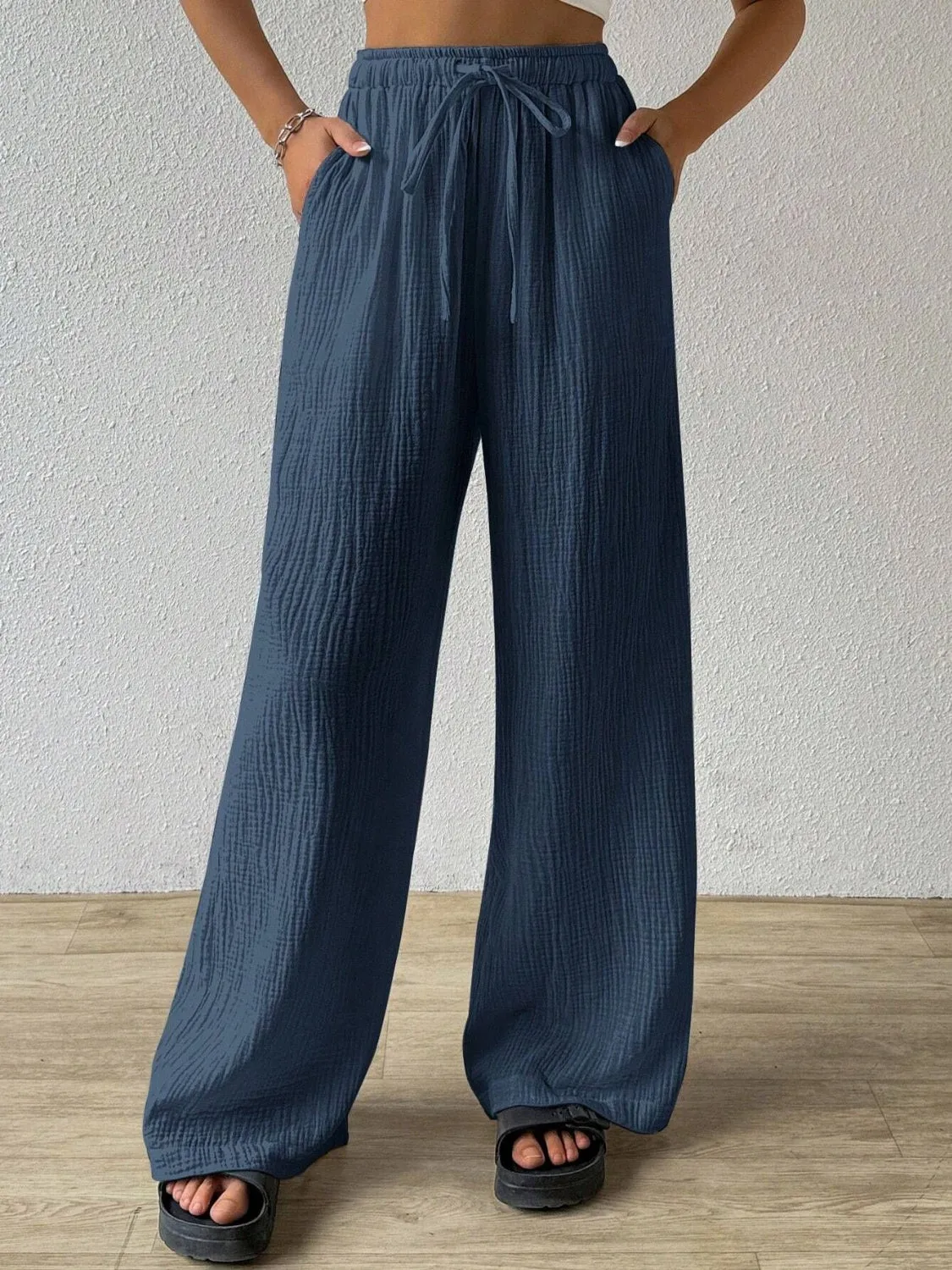 Drawstring Wide Leg Pants