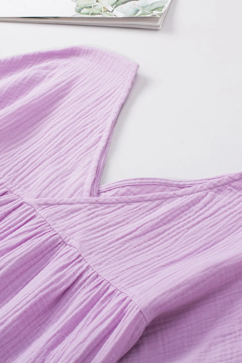 Dropped Shoulder V-Neck Blouse (7 Colors)