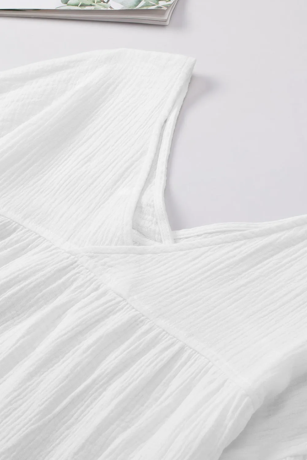 Dropped Shoulder V-Neck Blouse (7 Colors)