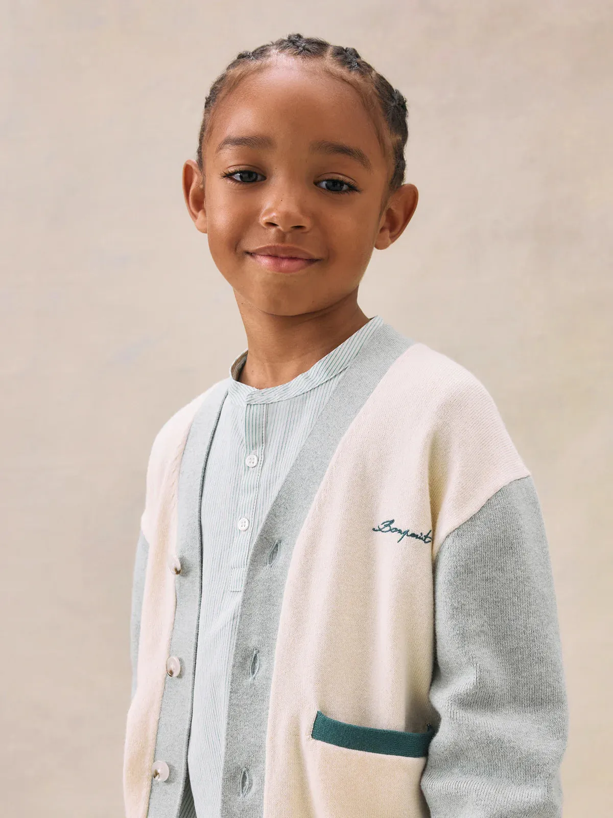 Edouard two-tone V-neck cotton cardigan