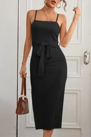 Elegant Solid With Belt Strapless Wrapped Skirt Dresses