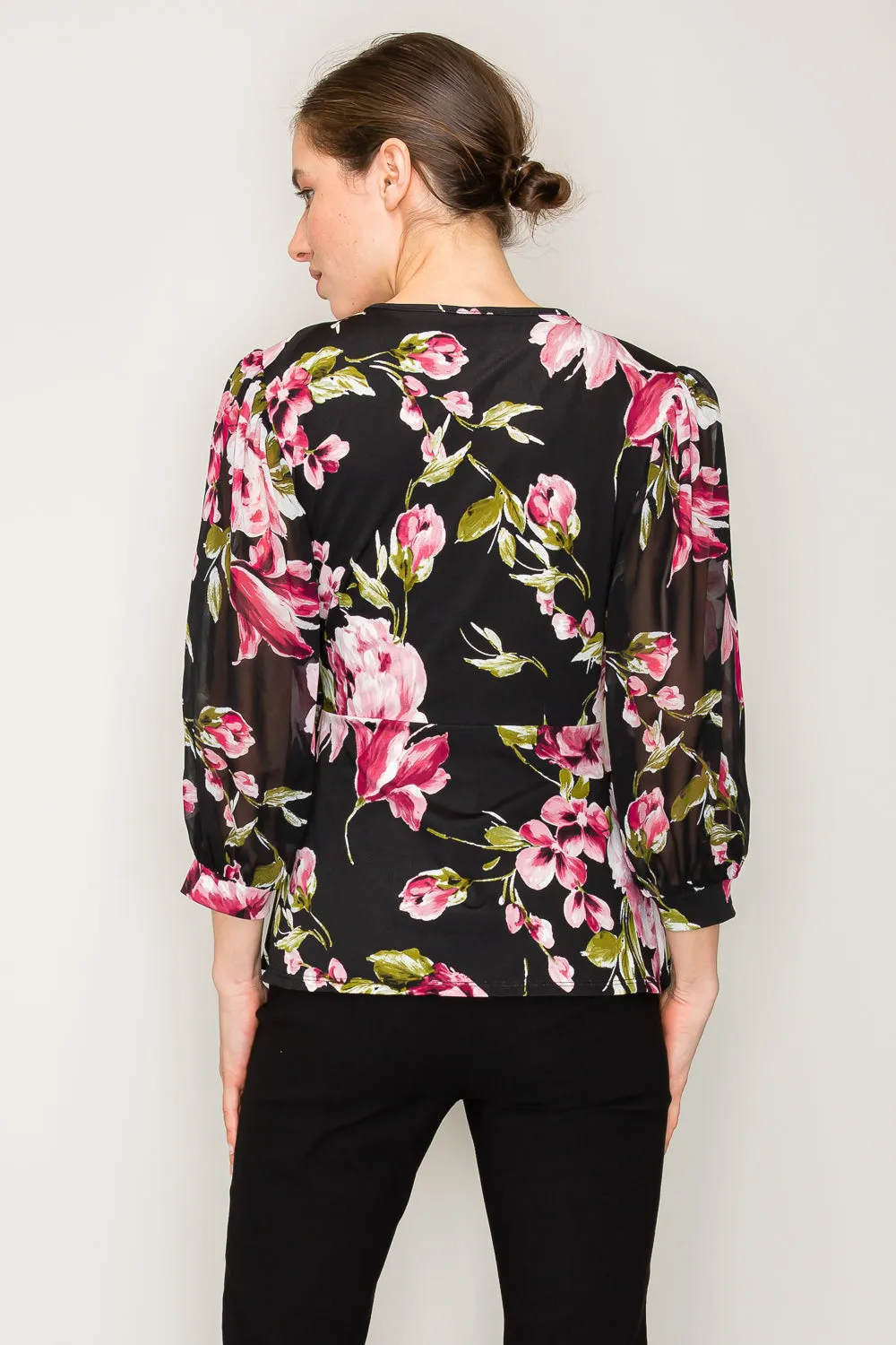 ELEGANT V NECK TIE WAIST LANTERN SLEEVE WRAP BLOUSE