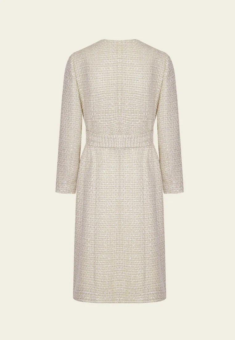 Embellish-trimmed Tie Belt Coat
