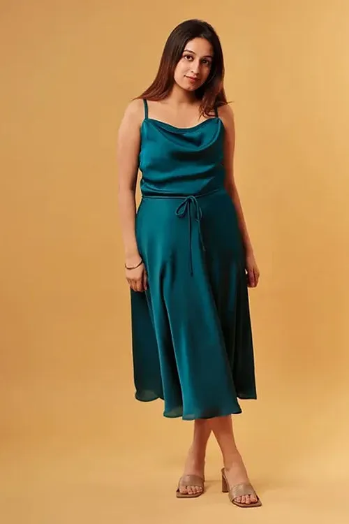 Emily Emerald Green Satin Dress