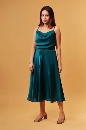 Emily Emerald Green Satin Dress
