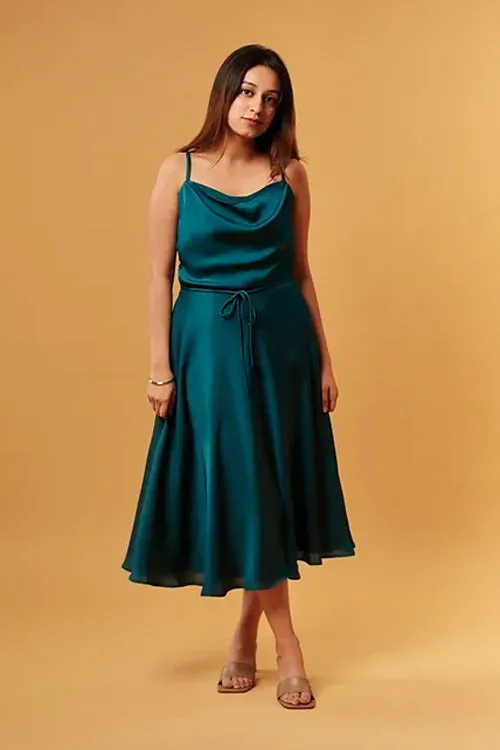 Emily Emerald Green Satin Dress