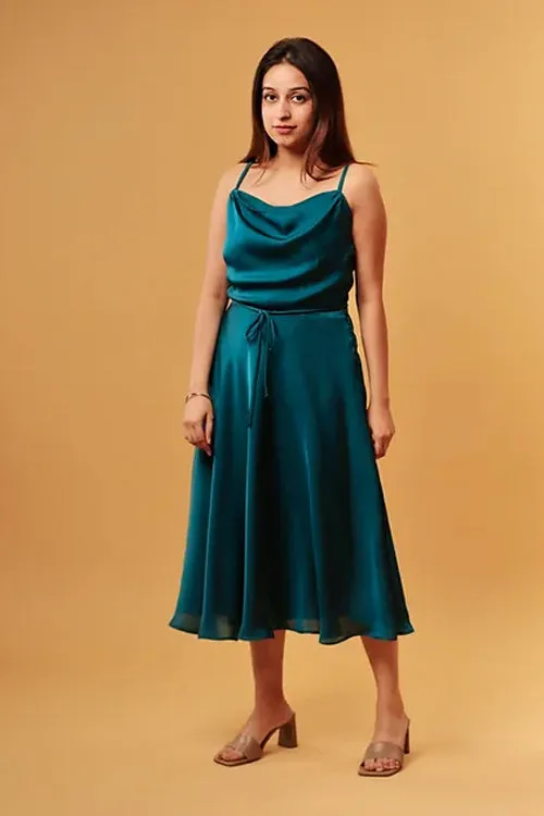 Emily Emerald Green Satin Dress