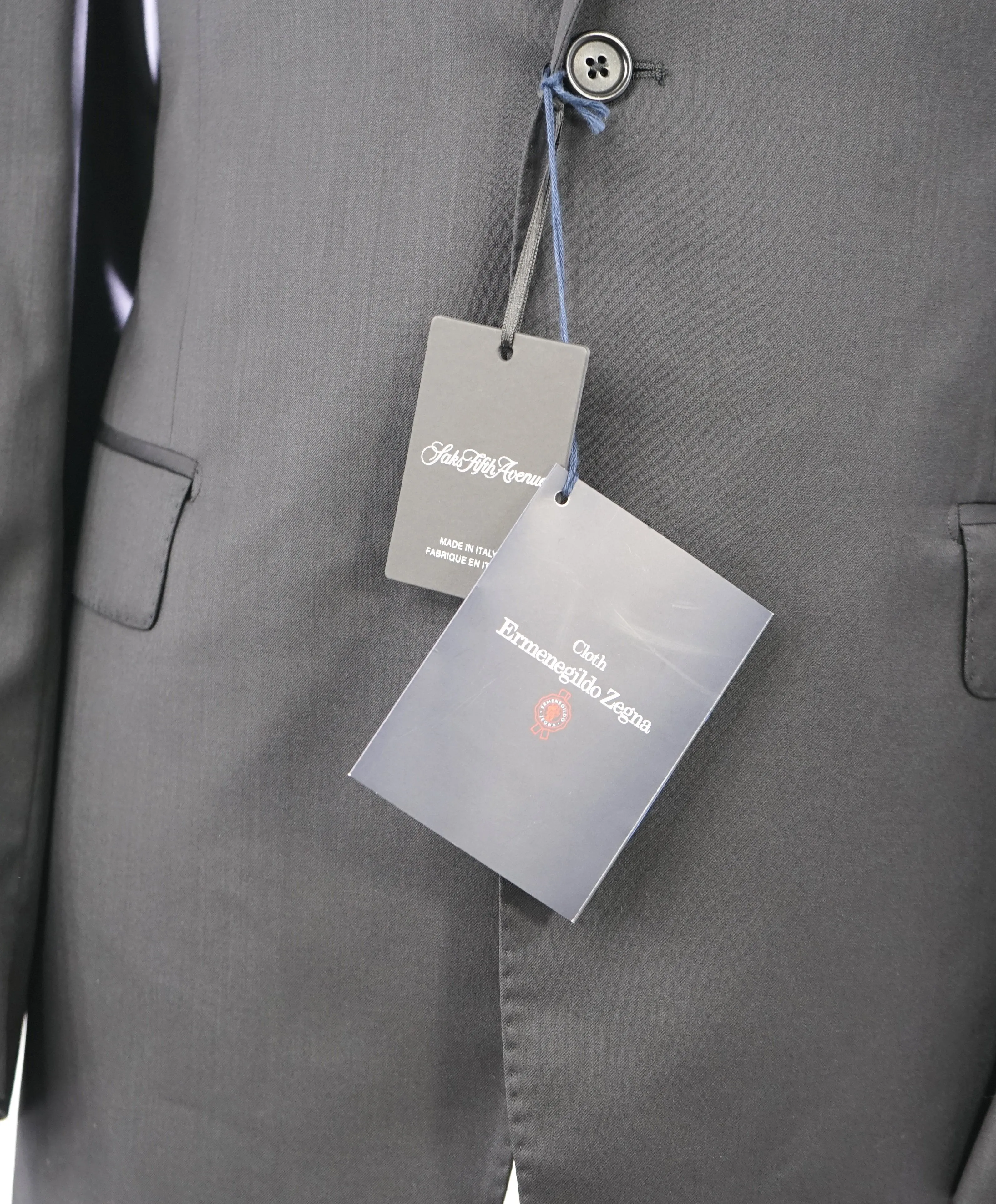 ERMENEGILDO ZEGNA - By SAKS FIFTH AVENUE SILK BLEND "Classic" Black Suit - 44S