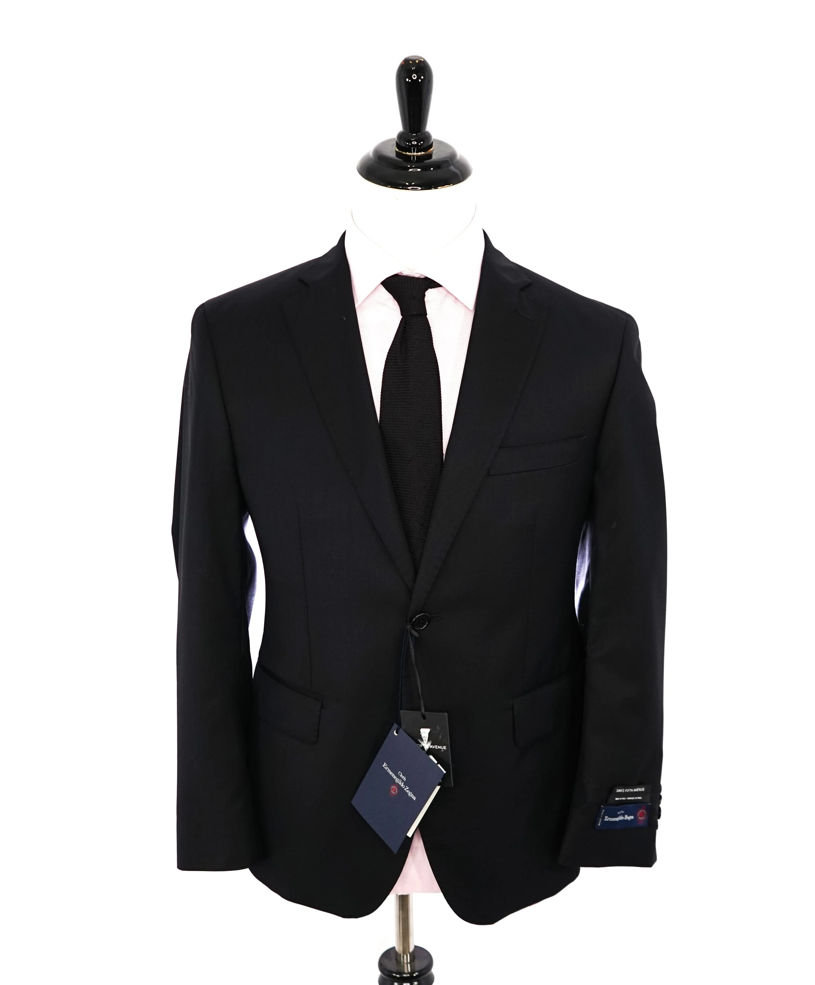 ERMENEGILDO ZEGNA - By SAKS FIFTH AVENUE SILK BLEND "Classic" Black Suit - 44S