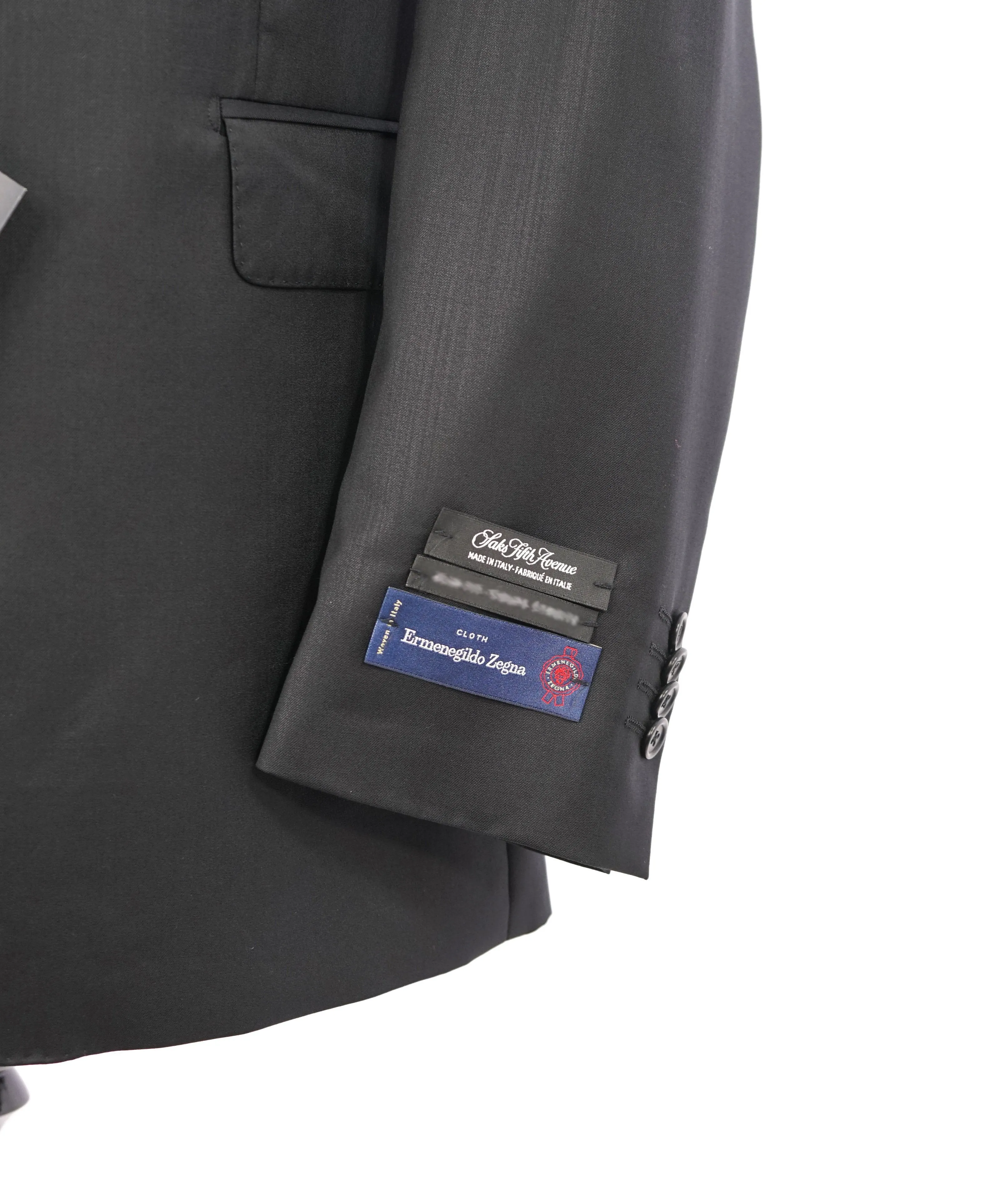ERMENEGILDO ZEGNA - By SAKS FIFTH AVENUE SILK BLEND "Classic" Black Suit - 44S