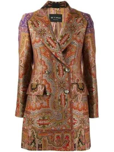 ETRO WOOL JACQUARD BROCADE JACKET DRESS IN MULTICOLOR