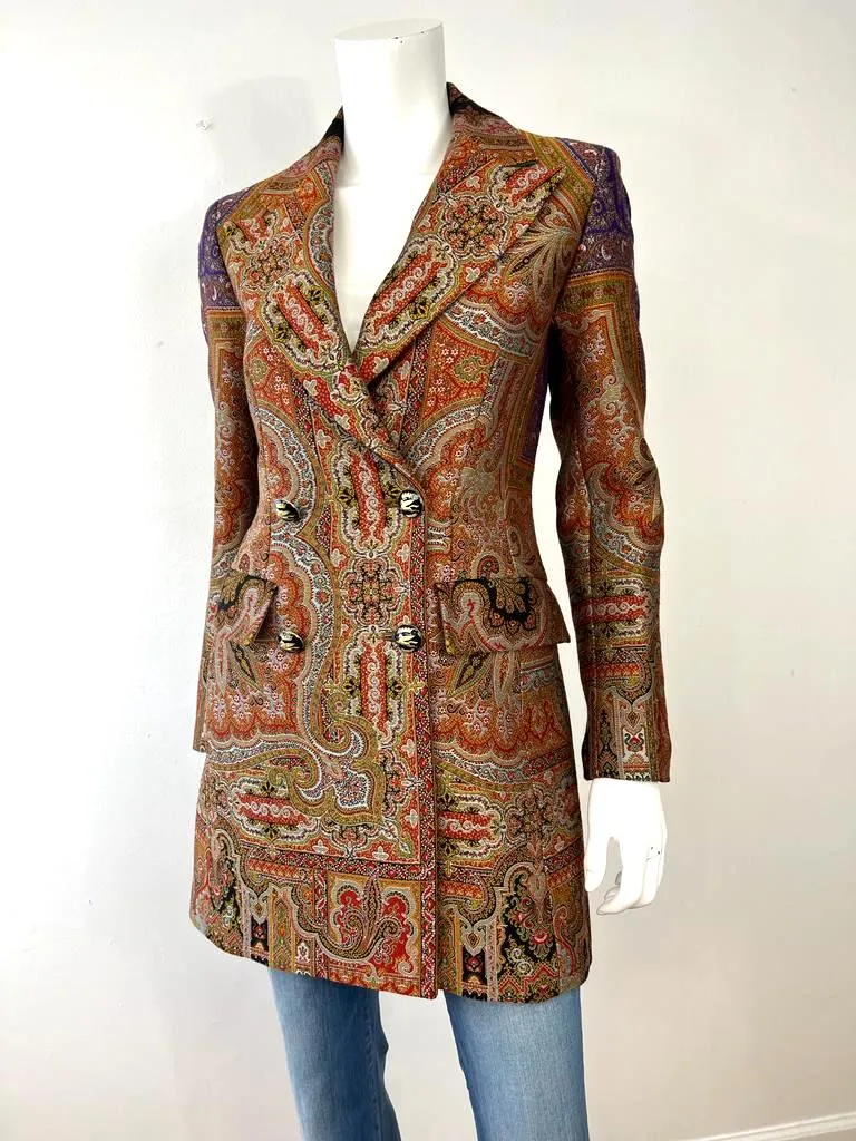 ETRO WOOL JACQUARD BROCADE JACKET DRESS IN MULTICOLOR