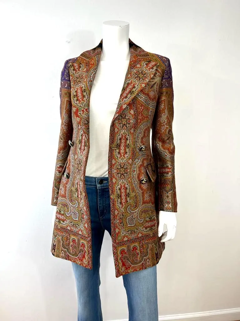 ETRO WOOL JACQUARD BROCADE JACKET DRESS IN MULTICOLOR