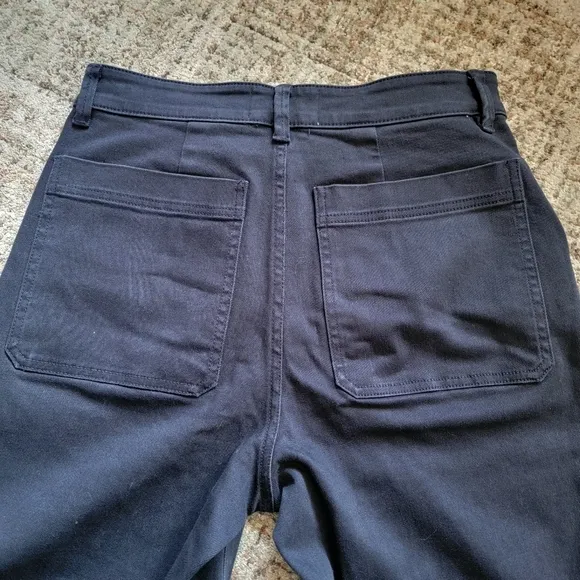 Everlane High Waist Cropped Wide Leg Pants Jeans Navy Blue Size 29
