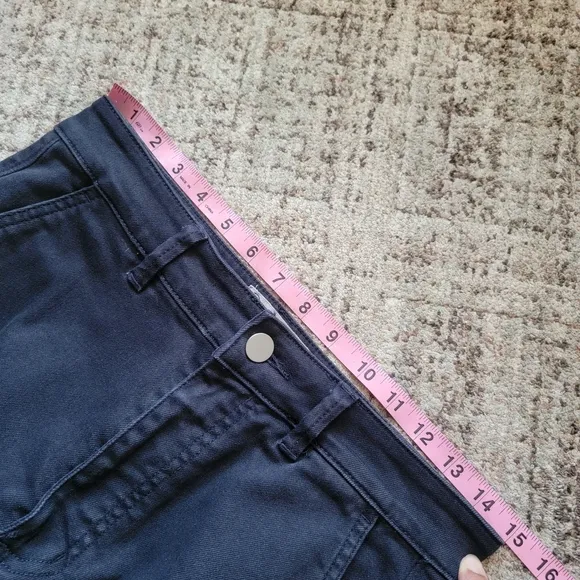 Everlane High Waist Cropped Wide Leg Pants Jeans Navy Blue Size 29