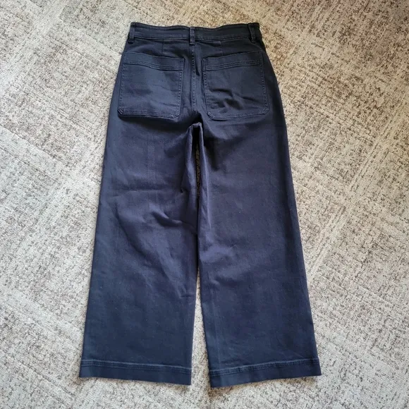 Everlane High Waist Cropped Wide Leg Pants Jeans Navy Blue Size 29