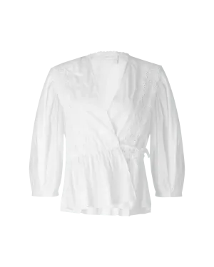 Eyelet Embroidered Wrap Blouse