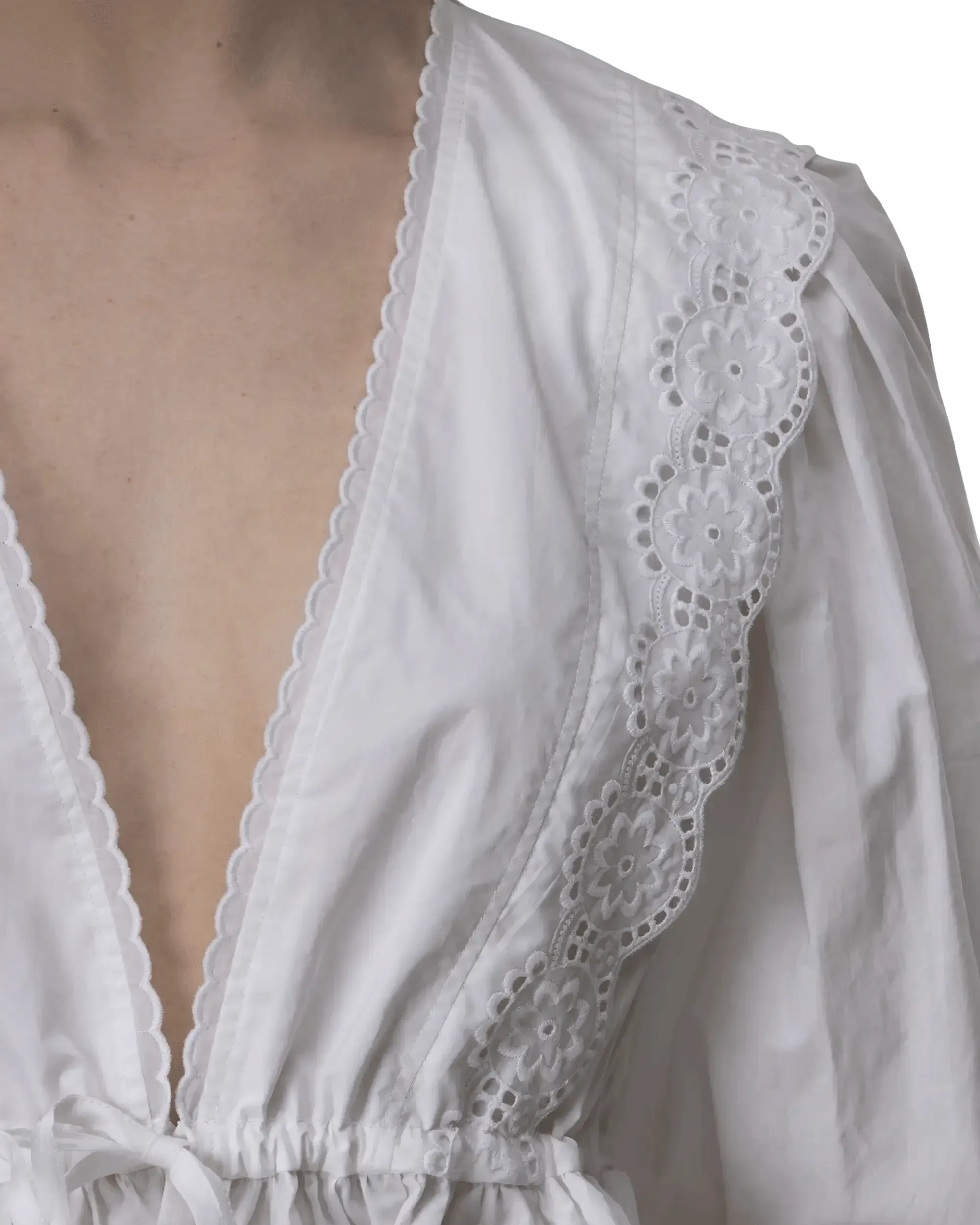 Eyelet Embroidered Wrap Blouse