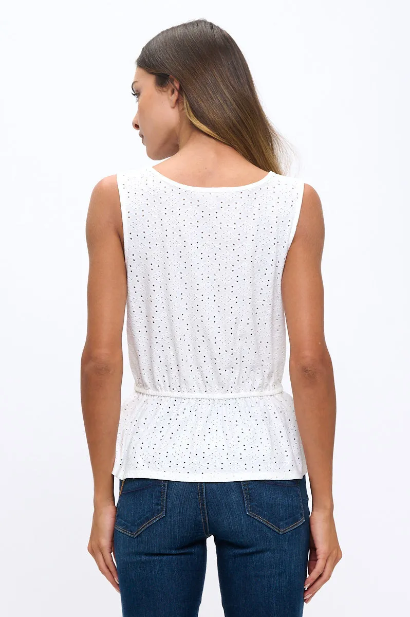 EYELET TUNNEL WAIST PEPLUM