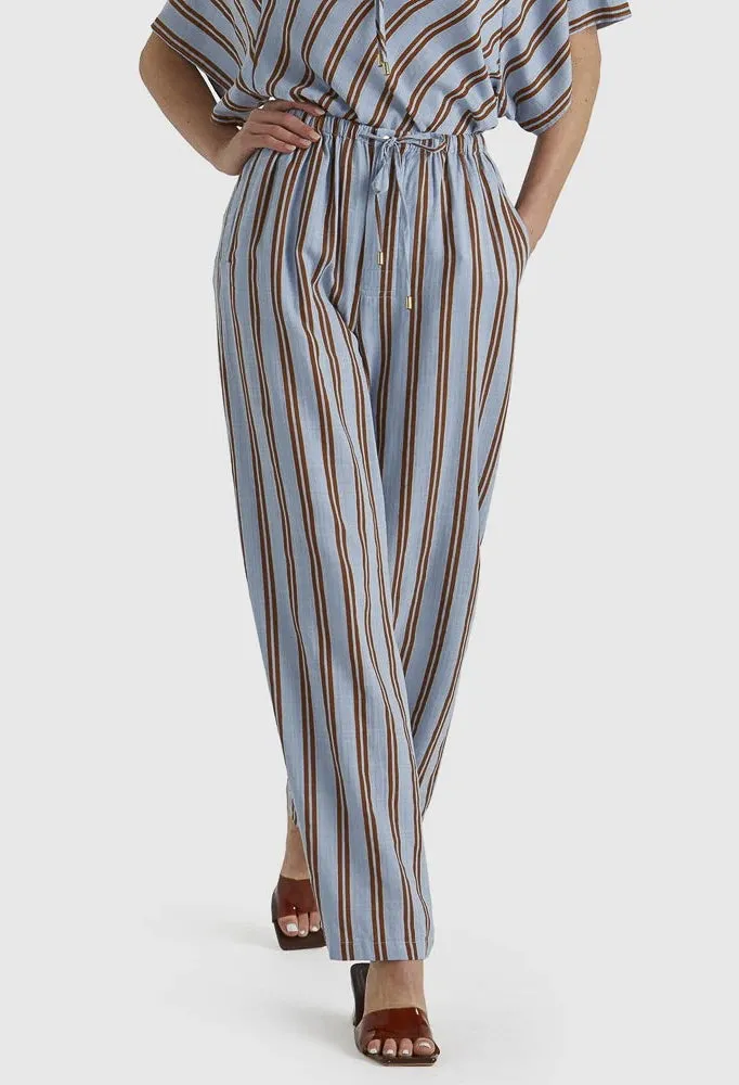 Fate & Becker - Grounded Pant - Blue/Tobacco Stripe