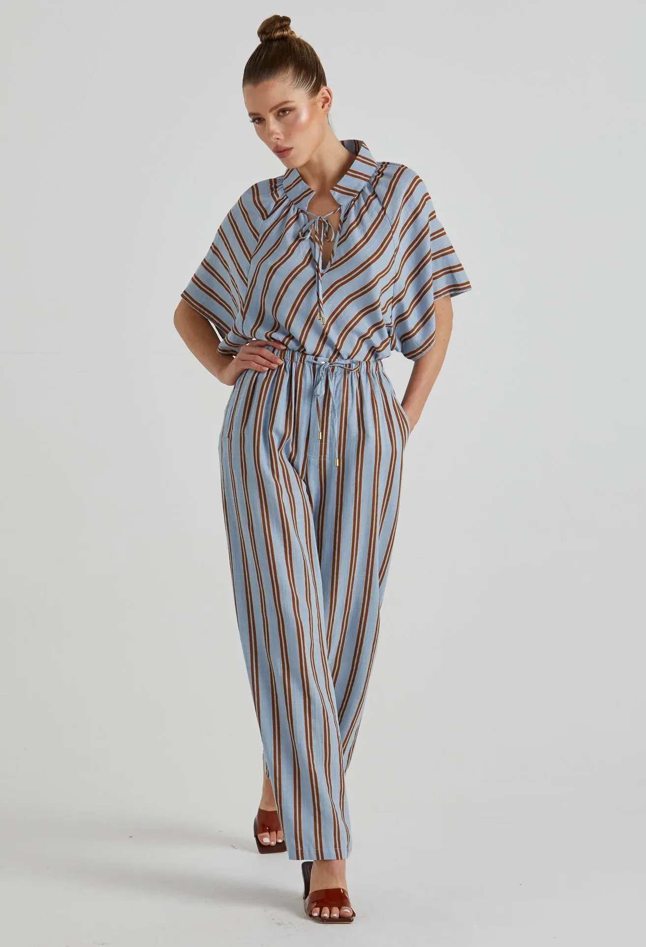 Fate & Becker - Grounded Pant - Blue/Tobacco Stripe
