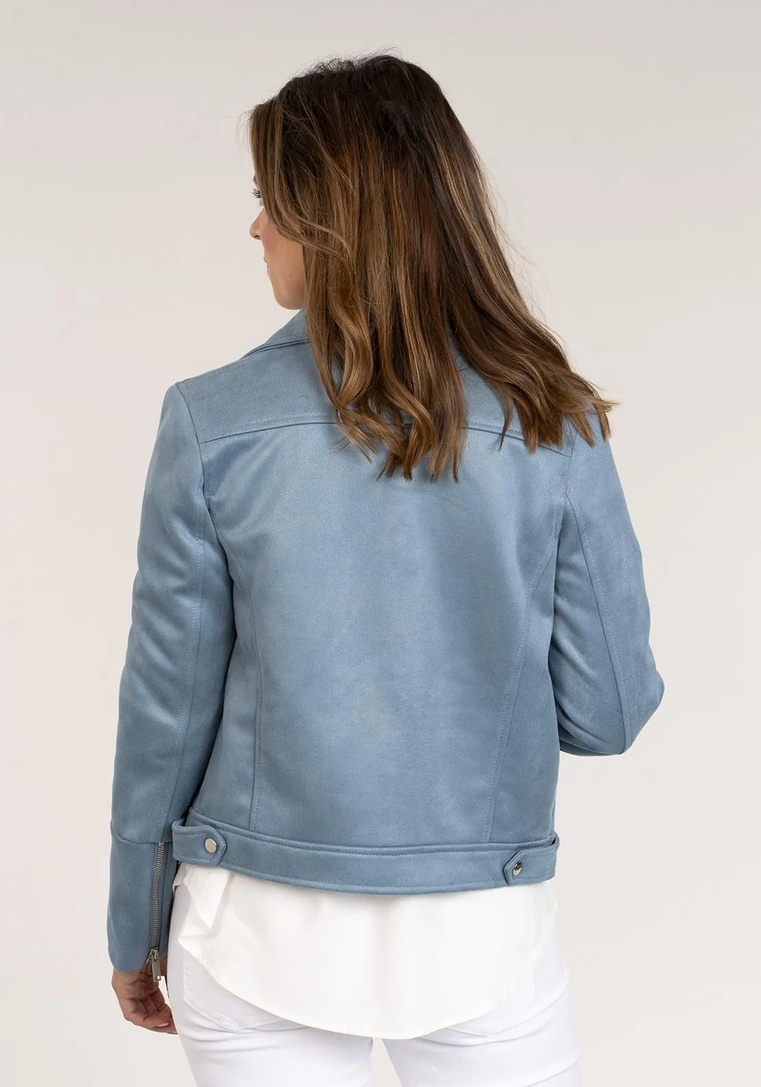 Faux Suede Jacket - Blue