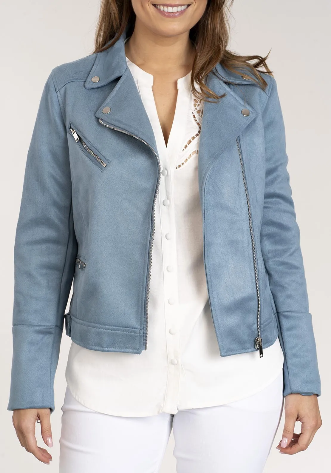 Faux Suede Jacket - Blue