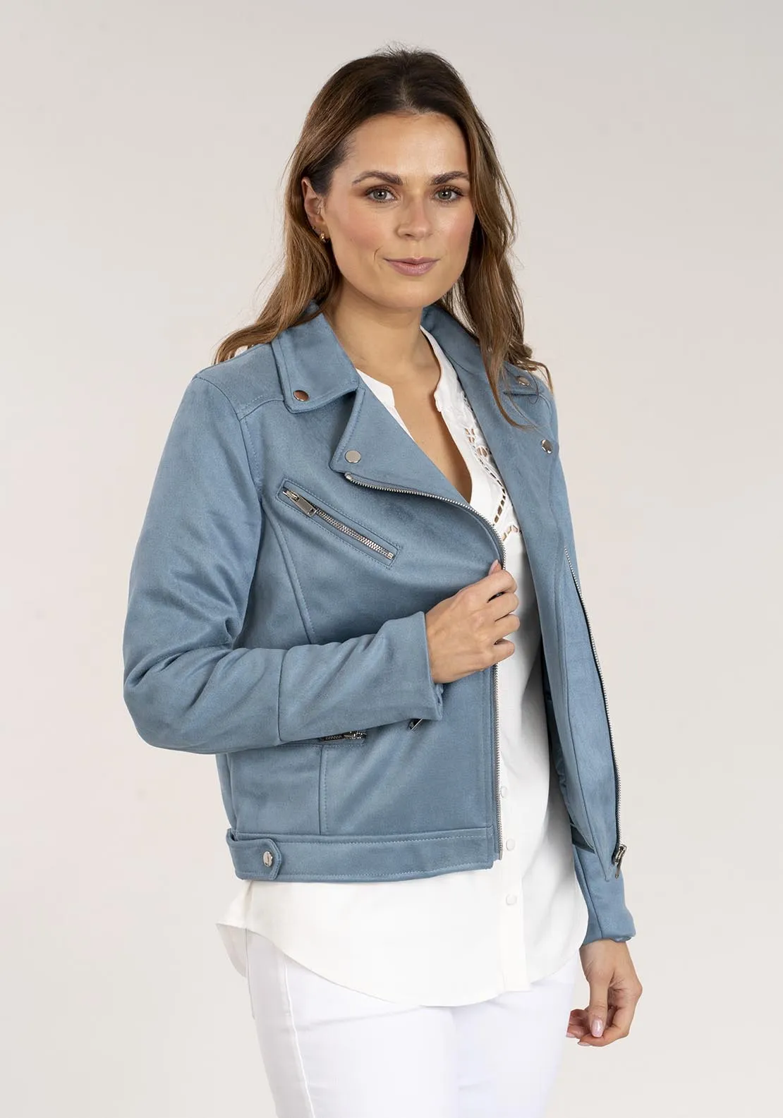 Faux Suede Jacket - Blue