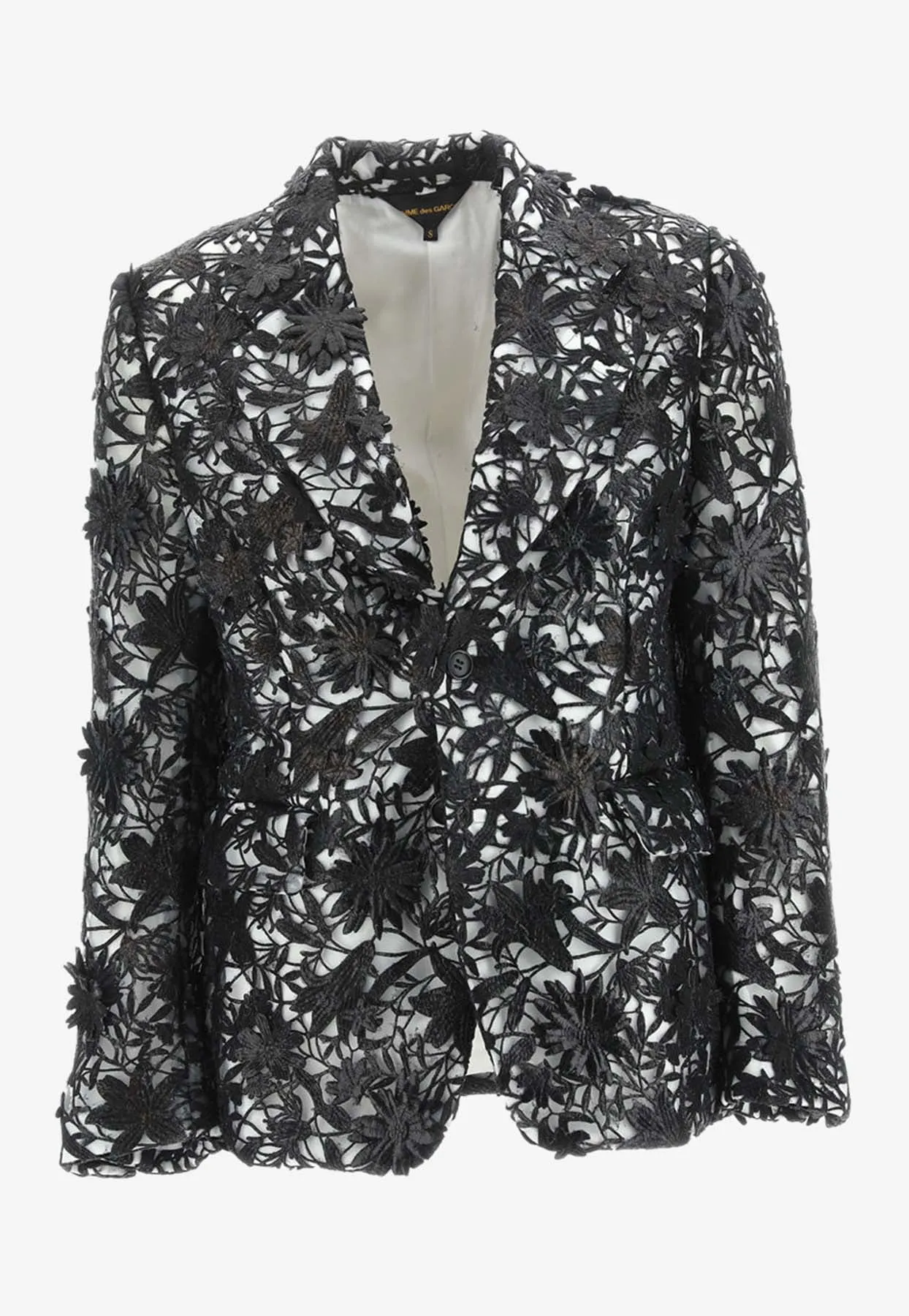 Floral Lace Single-Breasted Blazer
