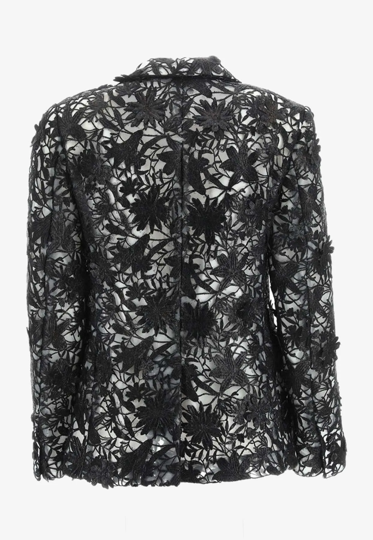 Floral Lace Single-Breasted Blazer