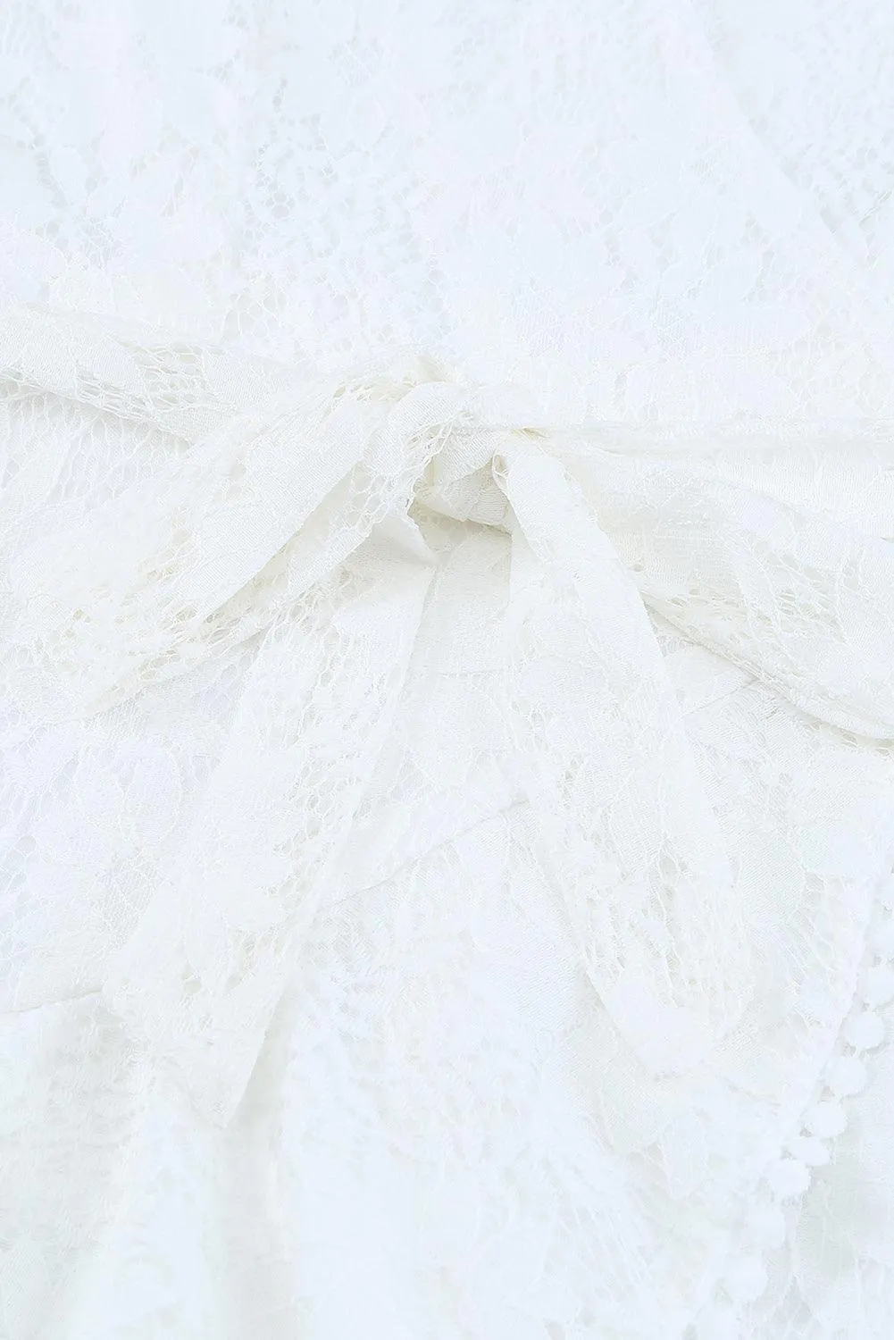 Flutter Sleeve Wrap V-Neck Floral Lace Dress