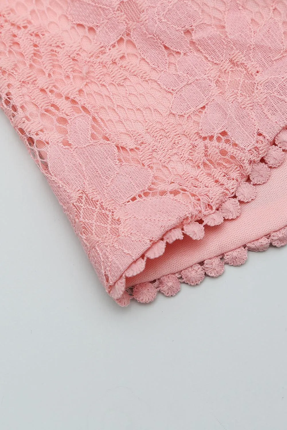 Flutter Sleeve Wrap V-Neck Floral Lace Dress