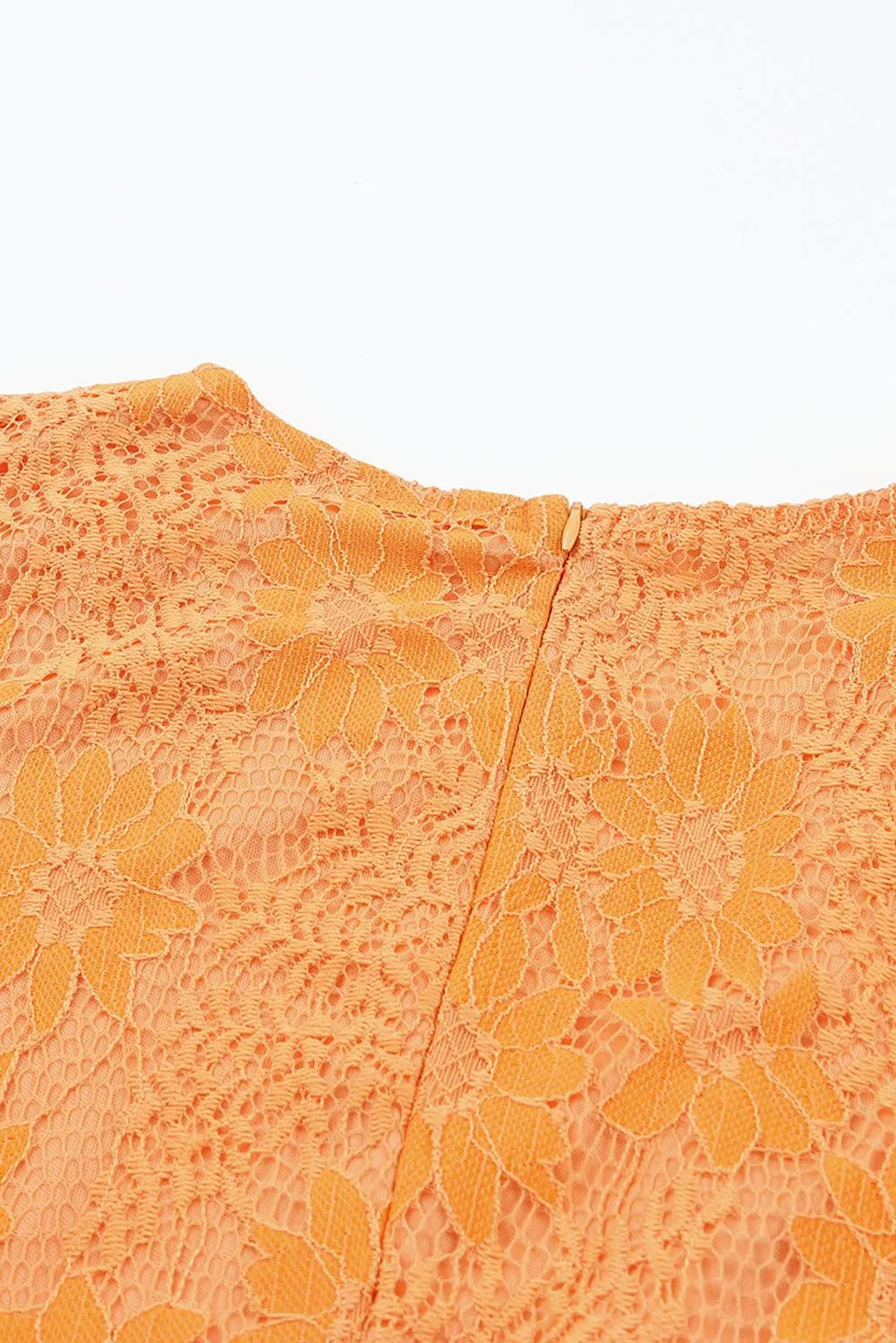Flutter Sleeve Wrap V-Neck Floral Lace Dress