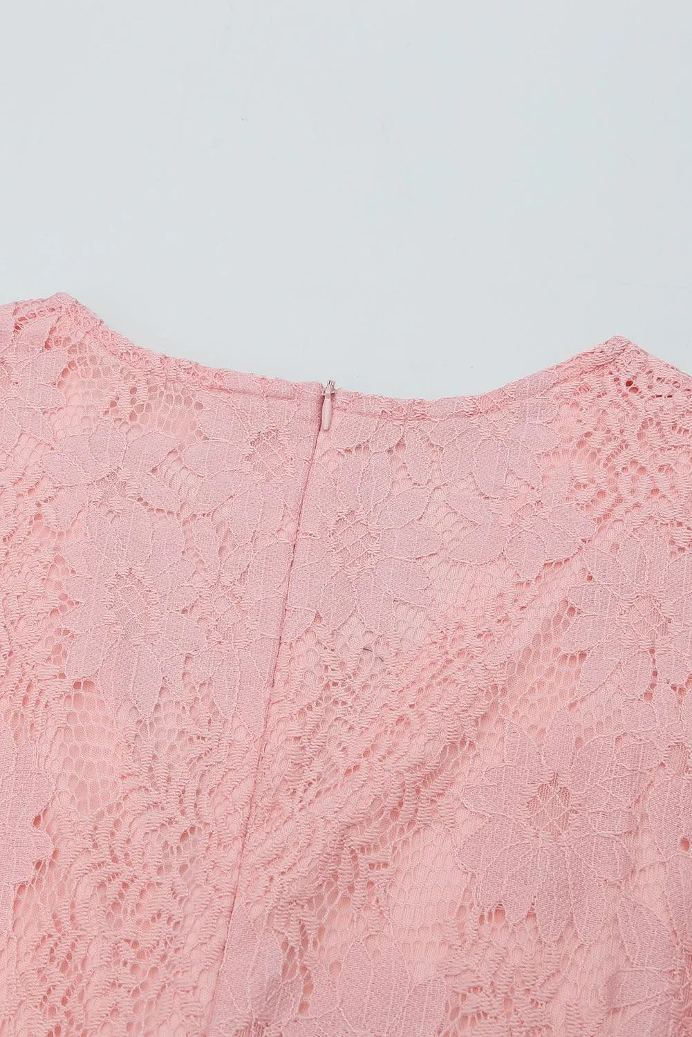 Flutter Sleeve Wrap V-Neck Floral Lace Dress