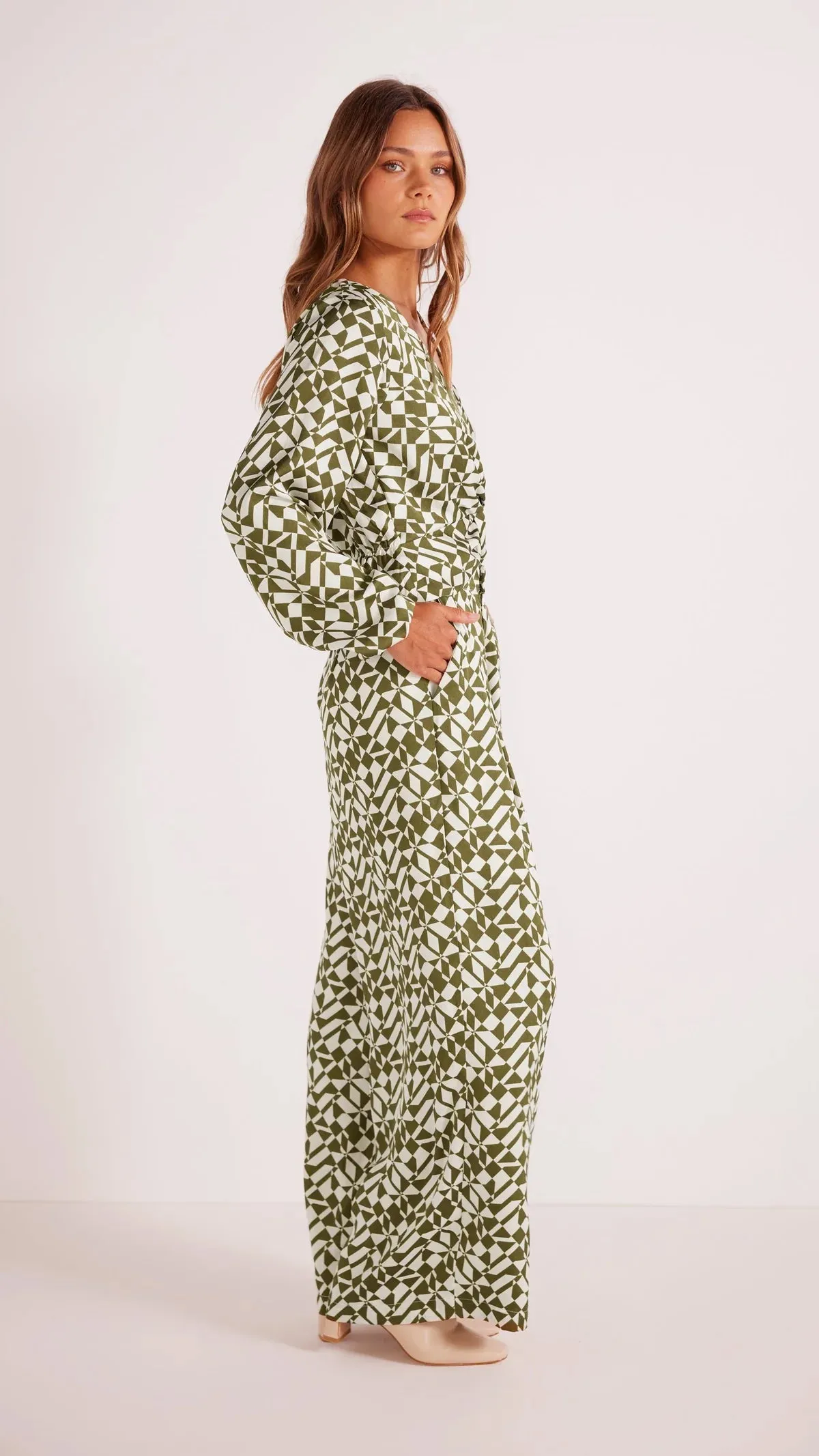 Flynn Wide Leg Pants - Cream/Green A FURTHER 15% OFF AUTOMATICALLY APPLIED AT CHECKOUT